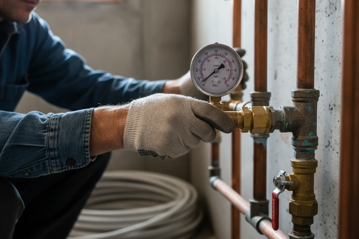Pressure testing a repaired line during Water Line Repair in Donaldsonville